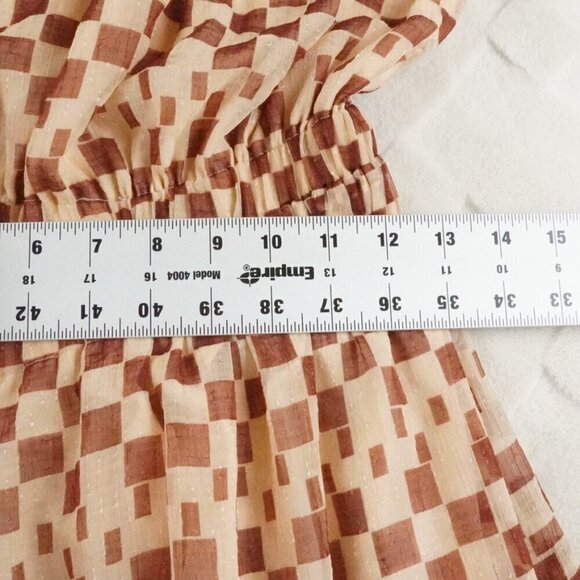 Moon River Checkerboard One-Shoulder Cut-Out Midi Dress Womens Small Cottagecore - Picture 10 of 13